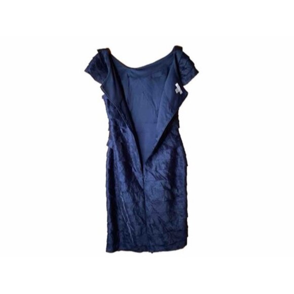 London Times Navy Tiered Ruffle Sheath Sleeveless Cocktail Dress Size 6 NWT - Picture 2 of 5